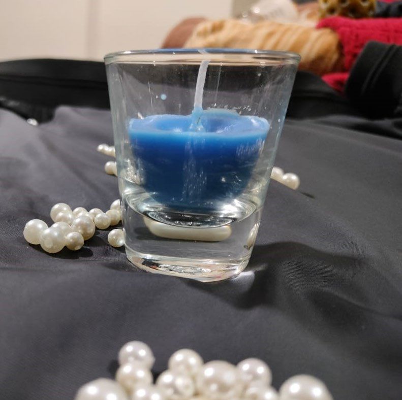 Blue Cylindrical Wax Vodka Glass Aroma Candles, for Decoration, Lighting