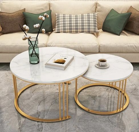 Plain PVD Gold Nesting Coffee Table, for Living Room Hall Office