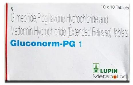 Gluconorm PG 1mg Tablets, Packaging Type : Strips