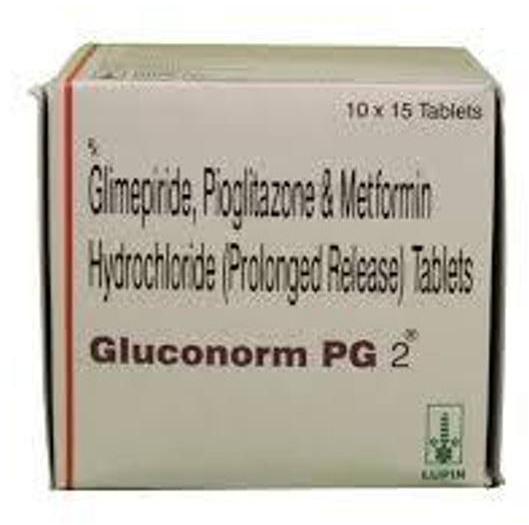 Gluconorm PG 2 Tablets, Packaging Type : Strips