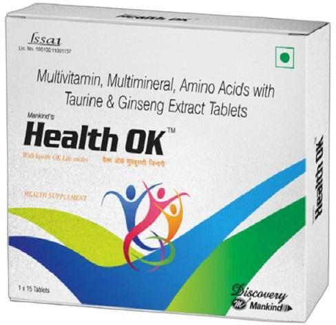 Health Ok Tablets, for Supplements, Packaging Type : Strip
