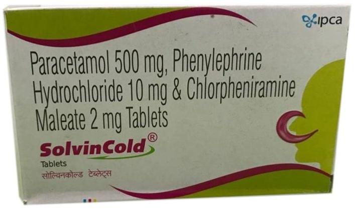 Solvin Cold Tablets, For Clinical, Packaging Type : Strip