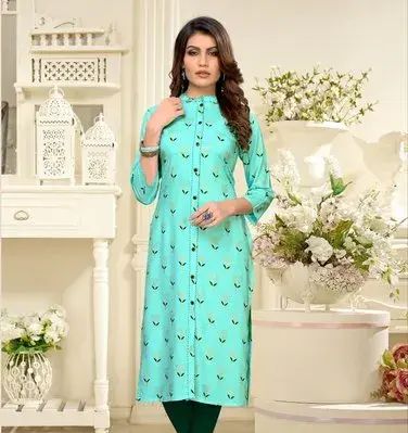 3/4 Sleeves Printed Ladies Rayon Kurti, Occasion : Casual Wear