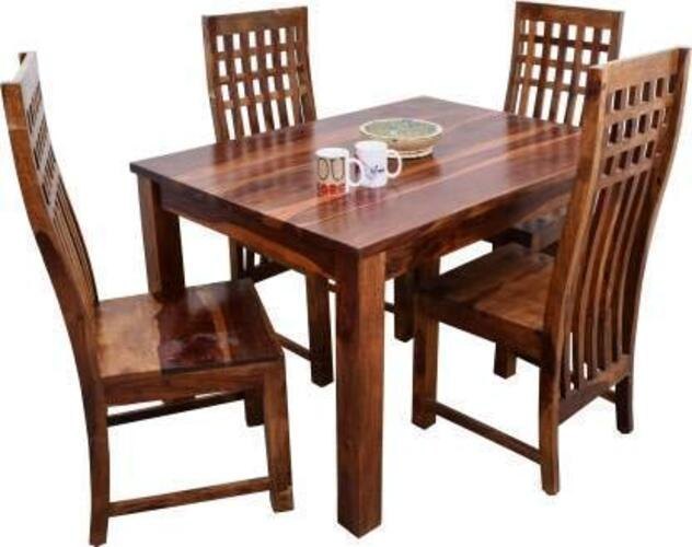 Brown Rectangle 4 Seater Dining Table Set, for Restaurant, Hotel, Home