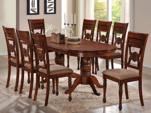 Brown Rectangle 8 Seater Dining Table Set, for Restaurant, Hotel, Home