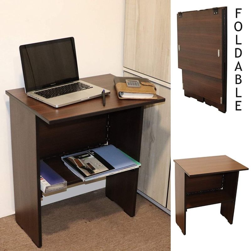 Brown Polished Wood Foldable Study Table, Shape : Rectangular