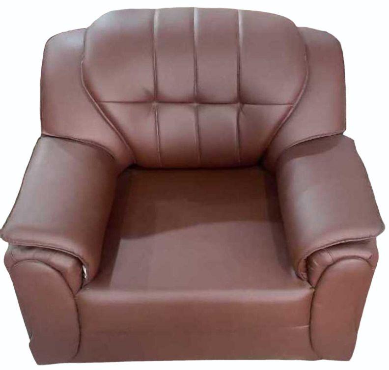 Brown Leather Single Seater Sofa, for Home, Hotel, Office, Frame Material : Wooden