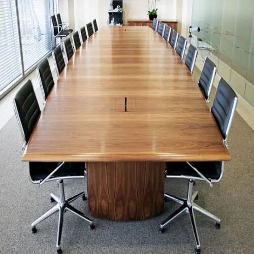 Brown Polished Wooden Conference Table, for Office Use, Size : Customised