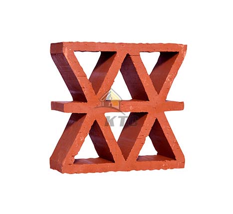 Red Diamon Cross Terracotta Clay Jali, Size : 8x8 in Inches