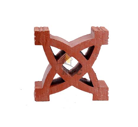 Red KTC Solid Star Terracotta Clay Jali, Size : 8x8 in inches