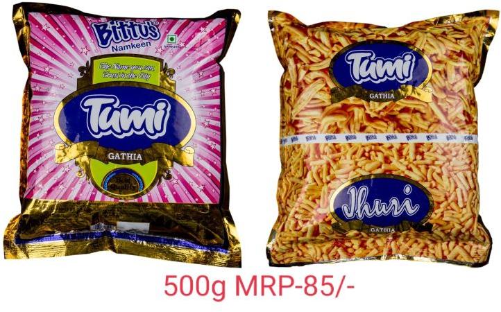 Bittu's 500gm Jhuri Gathiya Namkeen, for Snacks, Taste : Salty