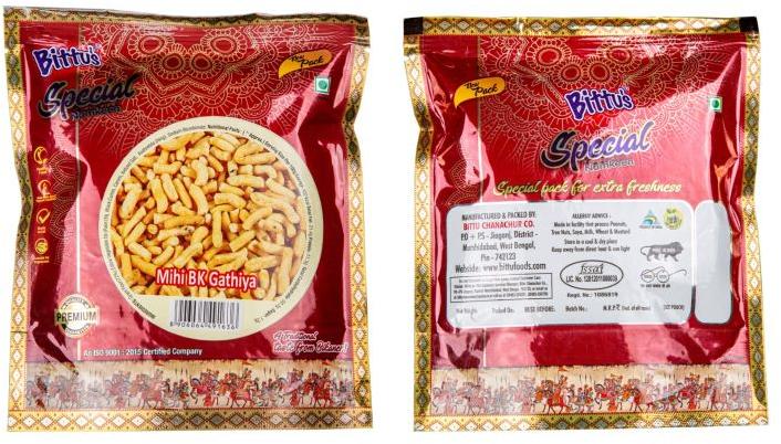 Bittu's Yellow Mihi Bk Gathiya Namkeen, for Snacks, Grade Standard : Food Grade