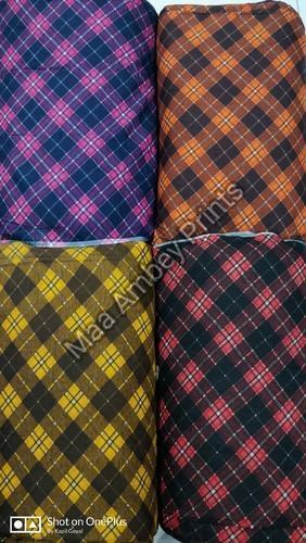 Printed Cotton Plaid Rayon Fabric, For Garments, Style : Plain