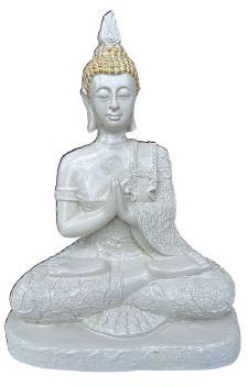 White 5 Inch Concrete Buddha Statue, for Garden, Home, Office, Style : Modern