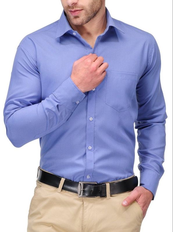 Collar Neck Mens Cotton Plain Shirt, Occasion : Formal Wear