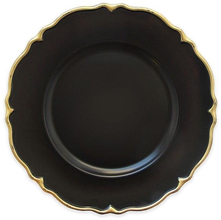 Dark Round Black matte stainless steel charger plate, for Serving Food, Size : 13 inch
