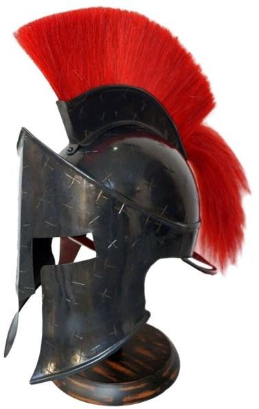 Black Spartan Helmet With Red Plume