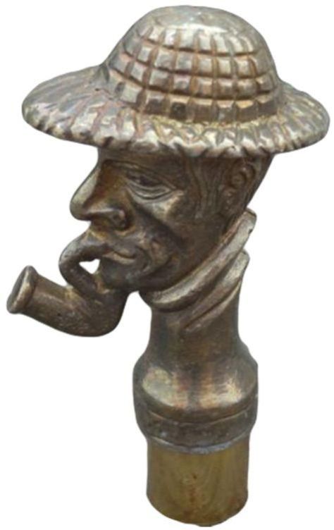 Brass Sherlock Holmes Head Walking Stick Handle