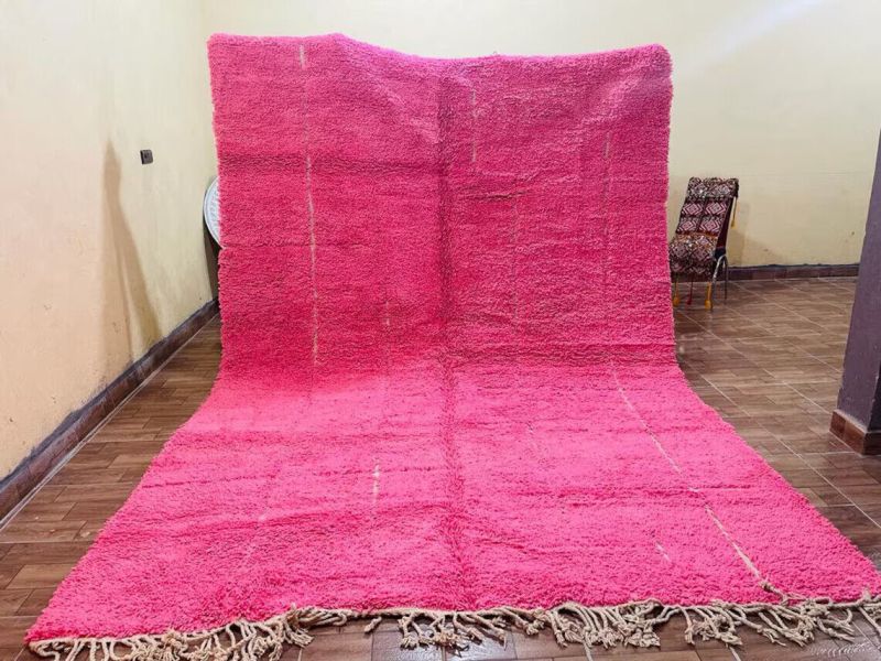 Rectangle Handmade Wool Pink Moroccan Rugs, for Living Room, Feature ...