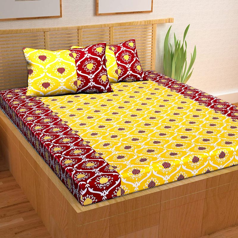 Multicolor Printed Cotton Double Bed Sheets For Hotel Home Size