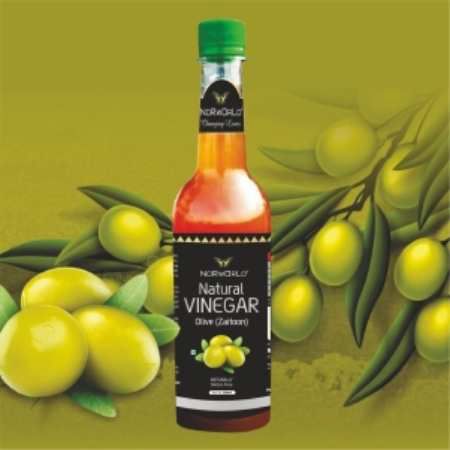 Liquid Norworld Natural Olive Vinegar, for Cooking, Packaging Type : Glass Bottels