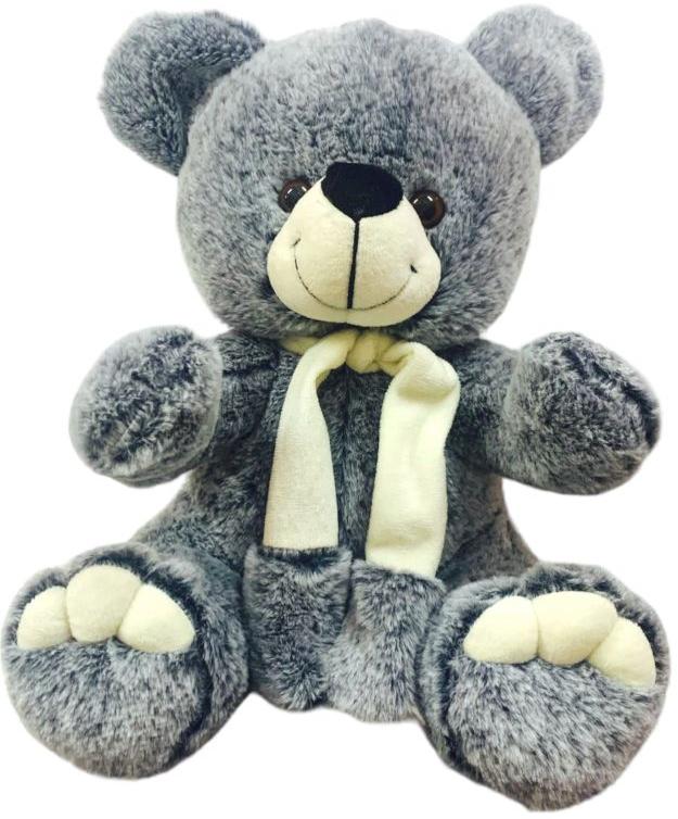 Grey Sitting Teddy Bear Soft Toy, Packaging Type : Cartoon Box