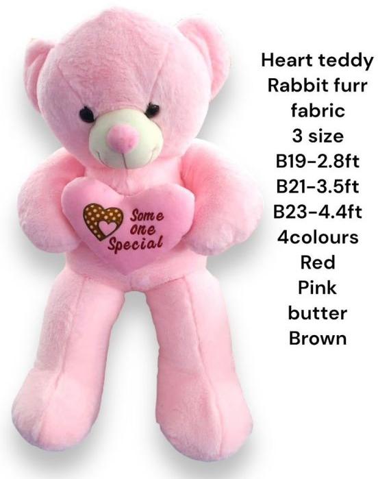 Pink Heart Teddy Bear Soft Toy, for Baby Playing, Packaging Type : Cartoon Box