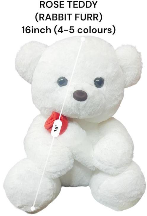 White Rose Teddy Bear Soft Toy, For Baby Playing, Size : 16inch