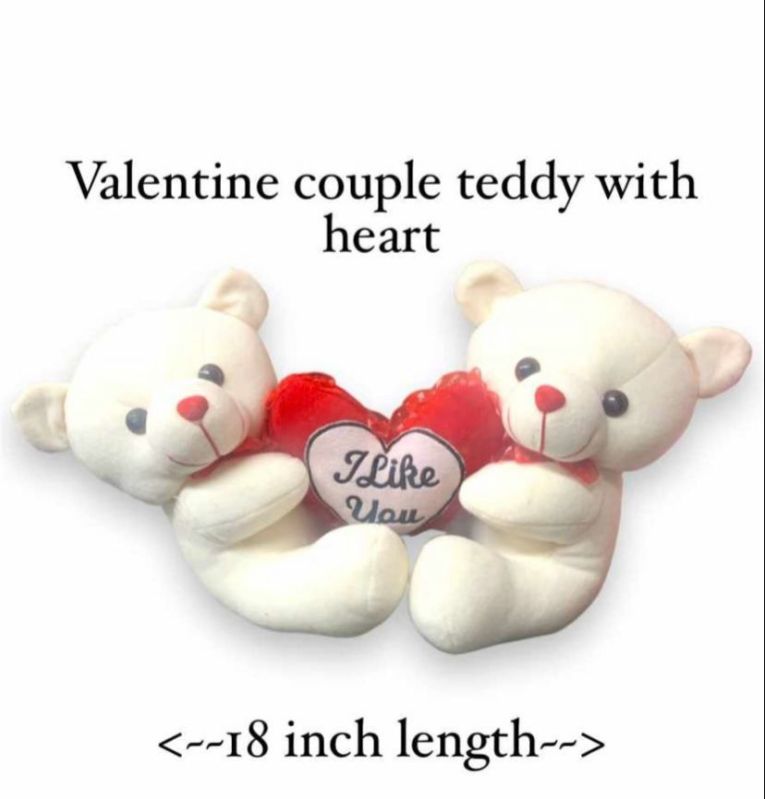 White Valentine Teddy Bear Soft Toy, Packaging Type : Cartoon Box