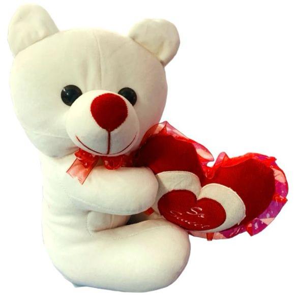 White Sitting Teddy Bear Soft Toy, Packaging Type : Cartoon Box