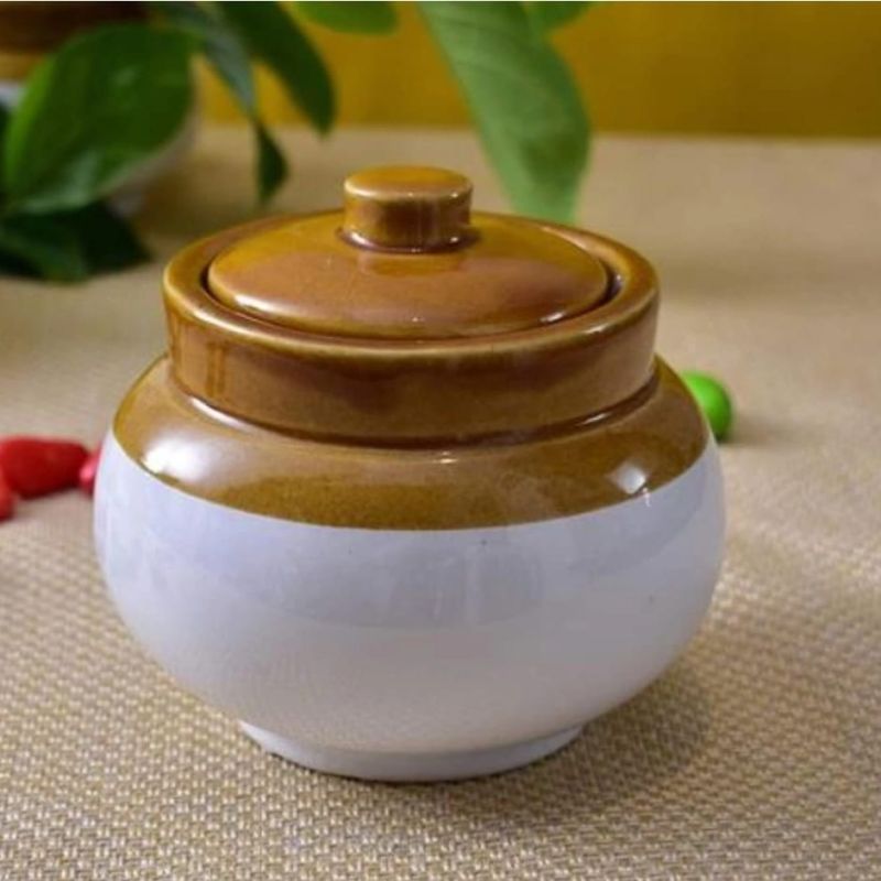 Round Polished Ceramic Pickle Jar