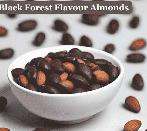 Food Nutra 1kg Black Forest Flavour Almonds, Taste : Light Sweet