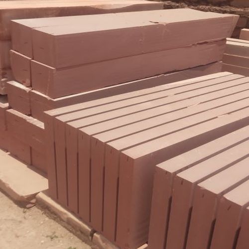 Rectangular Plain Polished Red Sandstone Blocks, for Construction Use, Size : Standard