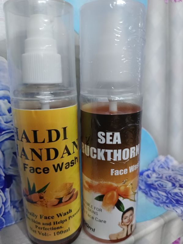 Yellow Haldi Chandan face wash, Packaging Type : Plastic Bottle