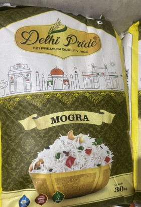 Natural White Delhi Pride Hard Organic Mogra Basmati Rice, For Cooking, Packaging Type : Jute Bags