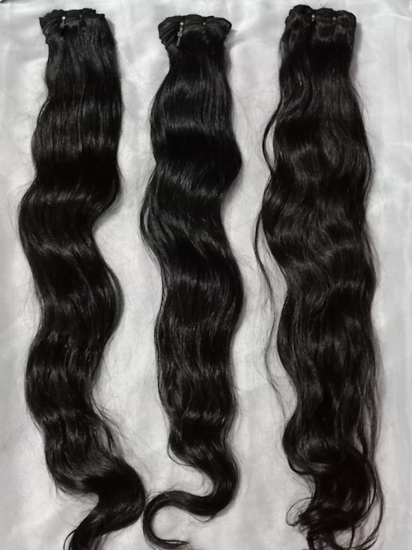 Black Machine Weft Hair, for Parlour, Personal, Occasion : Casual Wear, Formal Wear, Party Wear