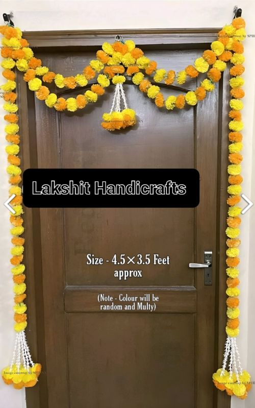Yellow Artificial Flower Door Toran, Size : 4.5x3.5 Feet
