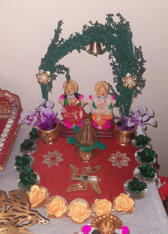 Polished Laxmi Ganesh Pooja Thali, Size : Standard