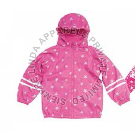 Pink Printed Kids PU Hooded Raincoat