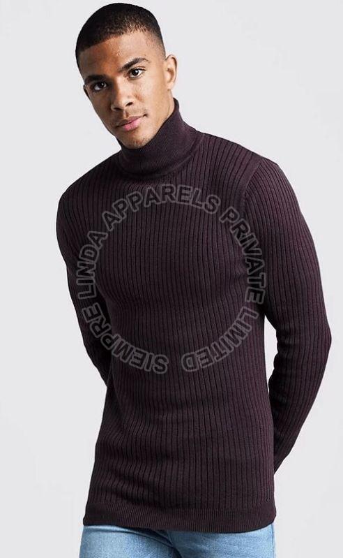 Plain Wool Mens High Neck Sweater, Technics : Machine Made