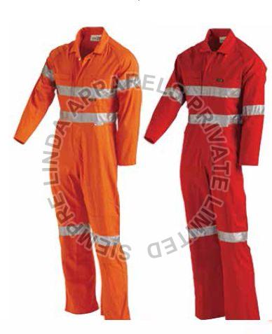 Plain Polyester Mens Orange Worker Suit