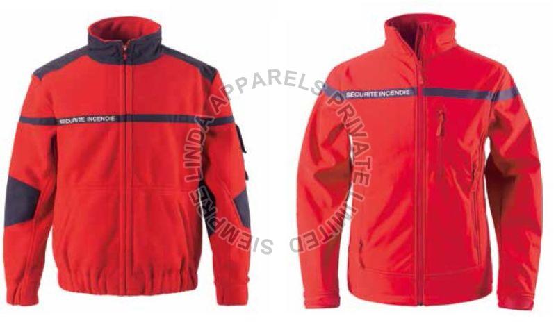 Regular Fit Full Sleeves Mens Security Polar Fleece Jacket, Color : Red
