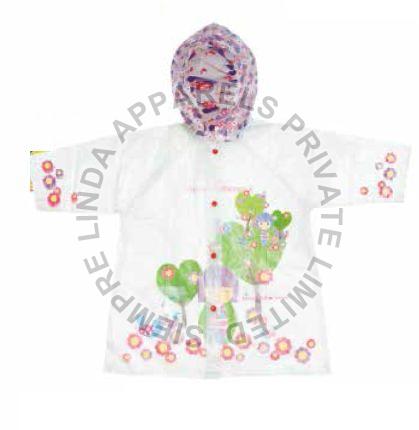 White Printed Kids PVC Rain Coat, Age Group : 5-10Yrs