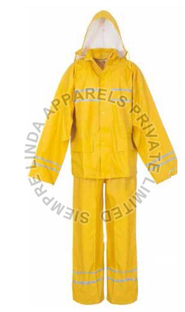 Yellow Industrial Rain Suit with Reflective Tape Strip