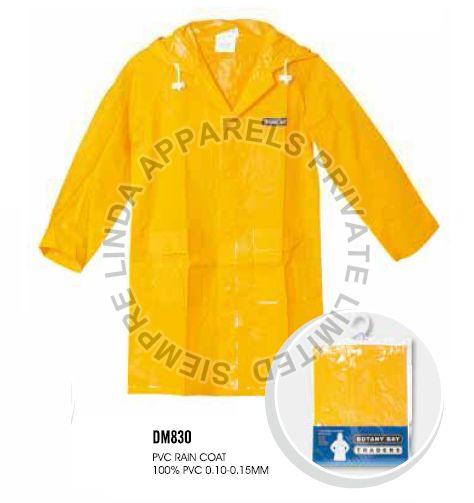 Plain Yellow PVC Hooded Raincoat, Feature : Comfortable, Easily Washable, Impeccable Finish, Shrink Resistance