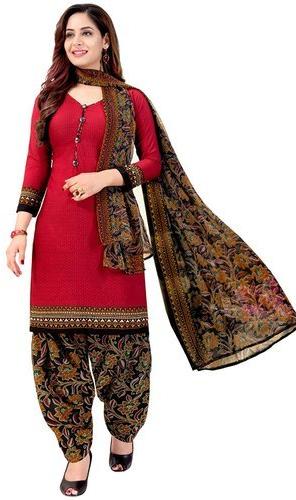 V-Neck Fancy Cotton Salwar Suit, Occasion : Casual Wear