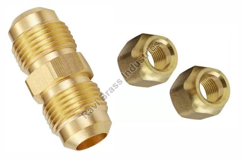 Golden Polished Brass Flare Union, for Oil, Air Water, Feature : Rust Proof, Light Weight