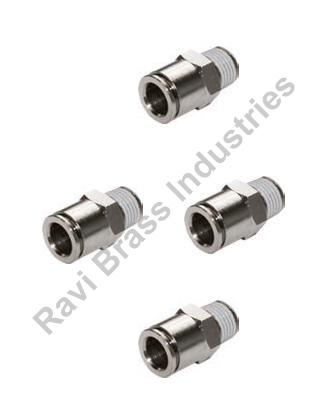 Metal Pneumatic Metric Male Connector, Color : Silver