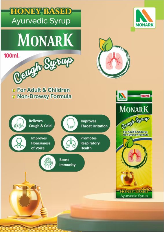 Monark Herbal Cough Syrup, Plastic Type : Glass Bottle