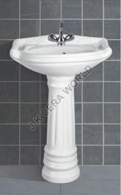 White Rajwadi Pedestal Wash Basin Set, for Home, Hotel, Restaurant, Style : Modern